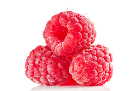 Fresh red raspberry isolated on white background