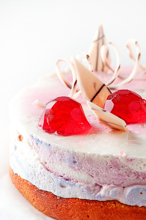 cake with jelly on whiteの写真素材