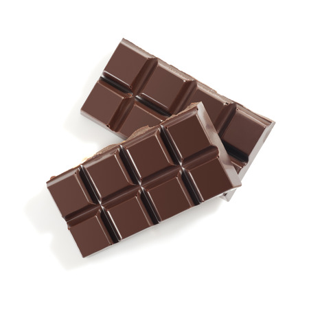 Chocolate bars stack isolated on white backgroundの写真素材