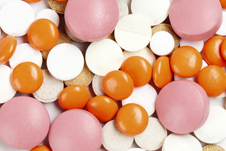 Many colorful medicines. Background or textureの写真素材