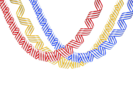 Set of colorful serpentine streamers isolated on white backgroundの写真素材