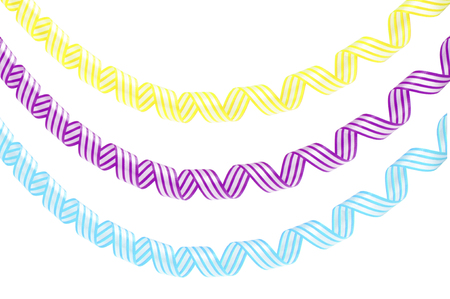 Set Of Colorful Serpentine Streamers Isolated On White Backgroundの写真素材