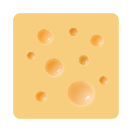 piece of cheese with holes on a white backgroundのイラスト素材