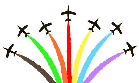 the colored planes in the sky Airshow illustration vectorのイラスト素材