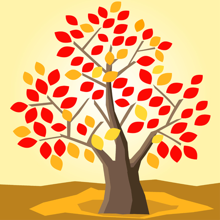 tree autumn leaves illustration vector beautiful natureのイラスト素材