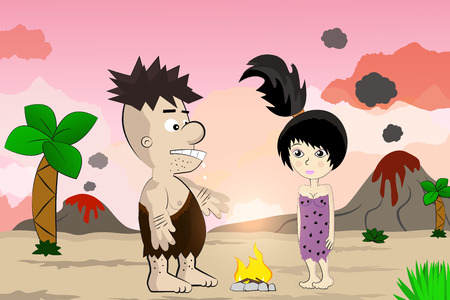 a caveman from the stone age illustrationのイラスト素材
