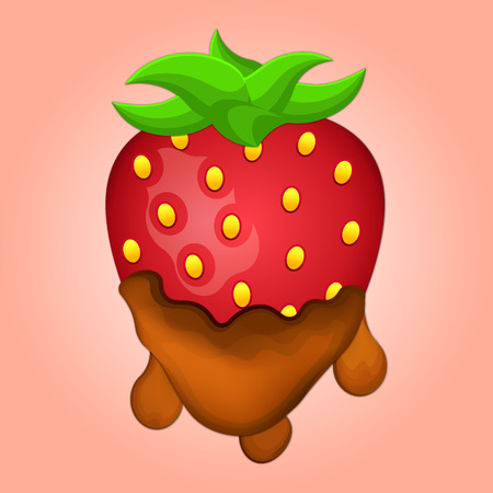 Background with strawberries. Strawberries in chocolate.のイラスト素材