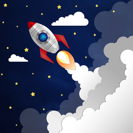 Flat rocket icon startup concept. Project development.のイラスト素材