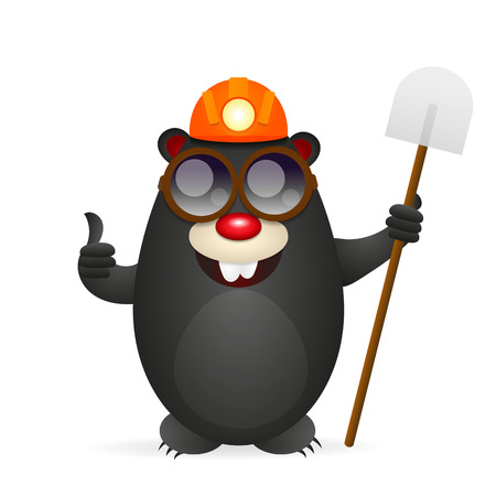 Funny mole digs lucky smiling vector illustration.のイラスト素材