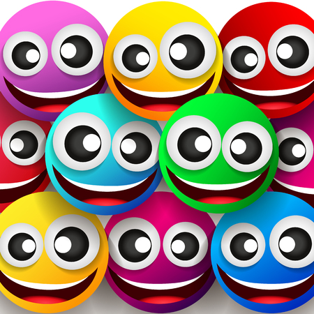 Emoticons colorful smile fun joy vector background.のイラスト素材