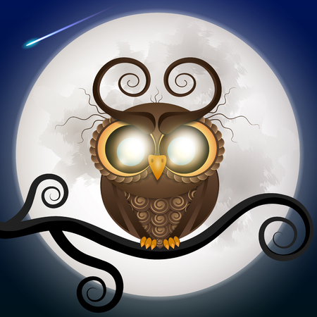 Halloween holiday crazy owl with big eyesのイラスト素材