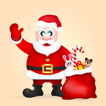 Santa Claus new year greetings card vector illustration.のイラスト素材
