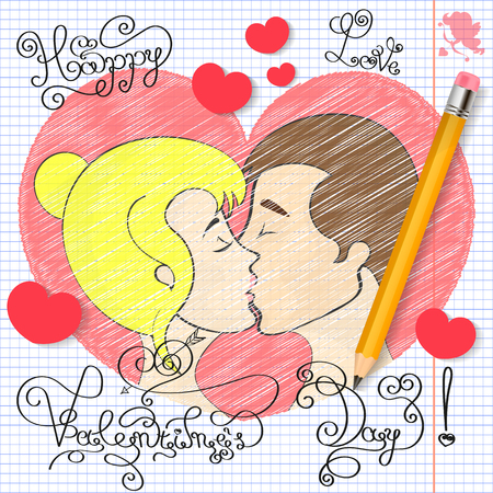 Couple in love kissのイラスト素材