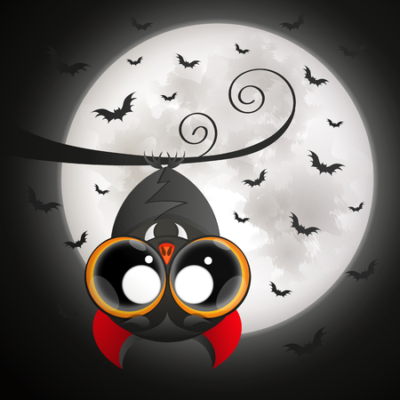 Halloween bat. Black bat. Bat with yellow eyes. Bat iconのイラスト素材