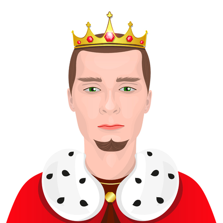 Bearded king with a crown on his headのイラスト素材