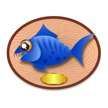Fish trophy hanging on the board.Vector Illustrationのイラスト素材