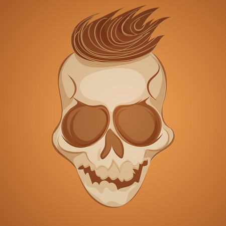 Hairy vintage skull poster, logo vector illustrationのイラスト素材