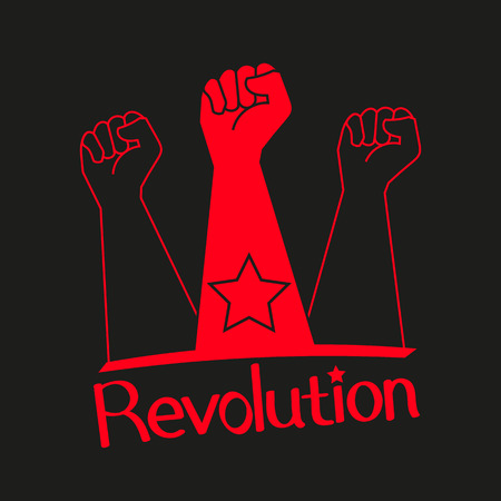 Human hand Up Proletarian Revolution - Vector Illustration.のイラスト素材
