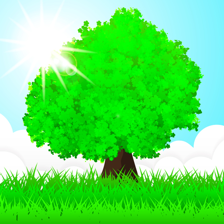 World environment day background. Vector tree illustration.のイラスト素材