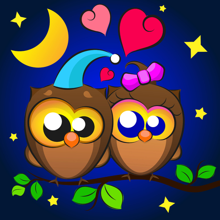 Love Two owlsのイラスト素材