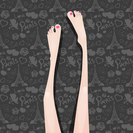 Beautiful Female Legs Drawn in Lines illustrationのイラスト素材