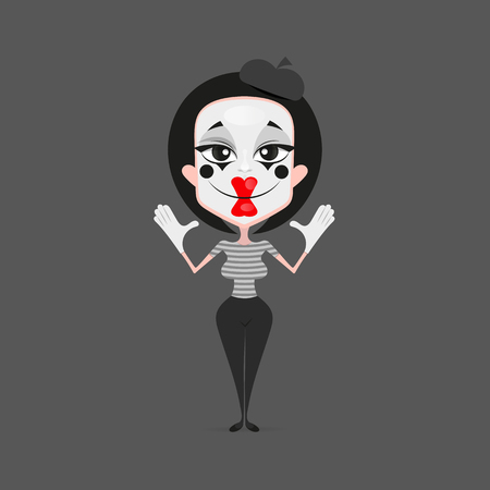 Mime entertains the cheerful girl vector illustrationのイラスト素材