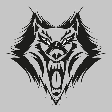 Fierce wolf face. Digital Drawing.vector illustration artのイラスト素材