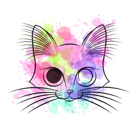Vector illustration watercolor portrait of a cat.のイラスト素材