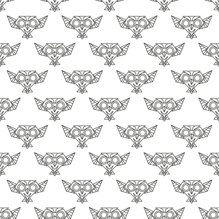 owl seamless black and white pattern vector illustrationの写真素材