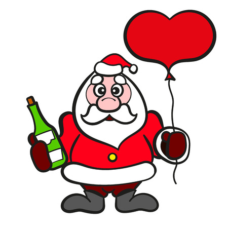 Santa Claus with champagne vector illustration sketch.のイラスト素材