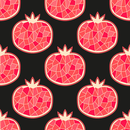 Seamless pomegranate pattern. Vector illustration fruit background.のイラスト素材