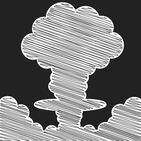 Cartoon comic style nuclear mushroom cloud illustration. Atomic explosion vector clip art.のイラスト素材