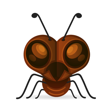 Brown ants isolated on white. Insect icon. Termite. Eusocial insect. Brown animal insect creature with elbowed antennae and t distinctive node-like structure that forms their slender waists. Vectorのイラスト素材