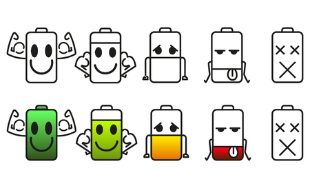 Battery power symbol icons set vector illustration.のイラスト素材