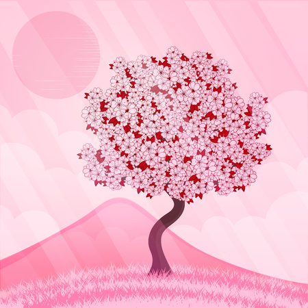 Isolated beautiful cherry blossom tree. vector illustrationのイラスト素材