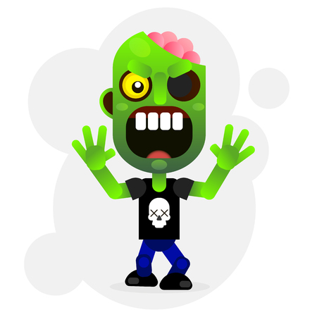 A Vector cartoon image of a funny green zombie with big head in pants  Vector illustration.のイラスト素材