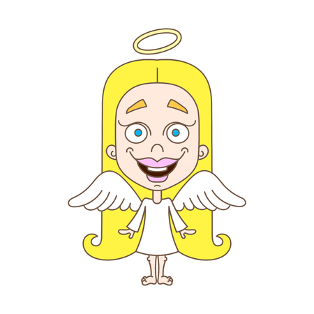 Little girl angel vector illustration on white backgroundのイラスト素材