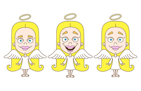 Little girl angel set vector illustration on white backgroundのイラスト素材