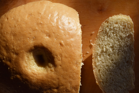 Top view of fresh scone, on wooden background