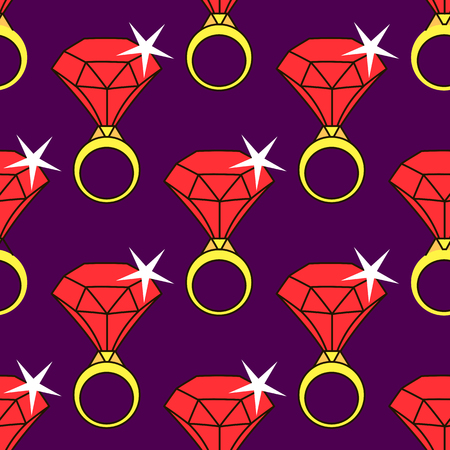 Vector hand drawn seamless pattern with engagement itemsのイラスト素材