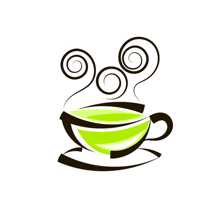 Vector illustration icon of green tea cupのイラスト素材