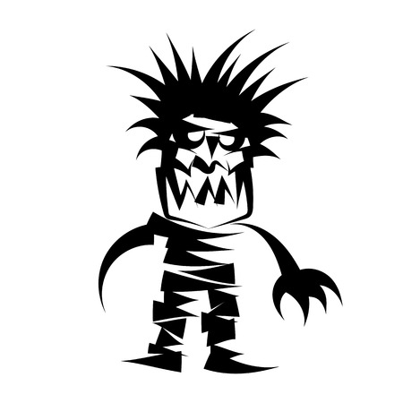 Cartoon abstract monster shadow vector illustration on white backgroundのイラスト素材