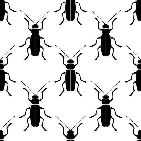 Geometric texture an animal print - a pattern from beetle. Insects are black on a white background.のイラスト素材