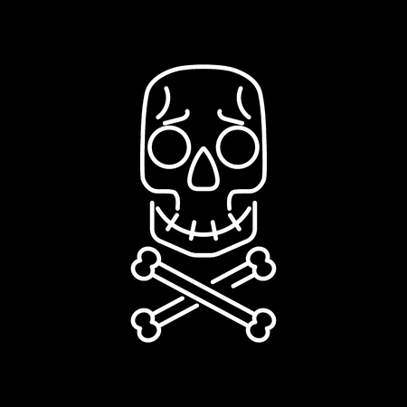 Skull and crossbones - vector illustration. Cartoon faceのイラスト素材