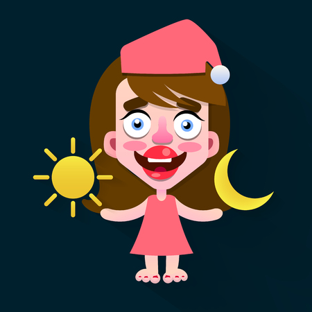 day and night long shadow flat, vector illustrationのイラスト素材