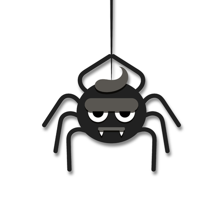 Cartoon cute spider hanging on the web. Vector illustration.のイラスト素材