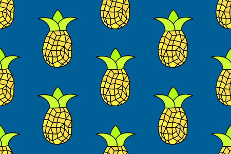 Seamless pattern of yellow pineapple seamless pattern. Vector illustrationのイラスト素材
