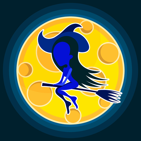 Witch. Silhouette. Flying Witch halloween vector illustrationのイラスト素材