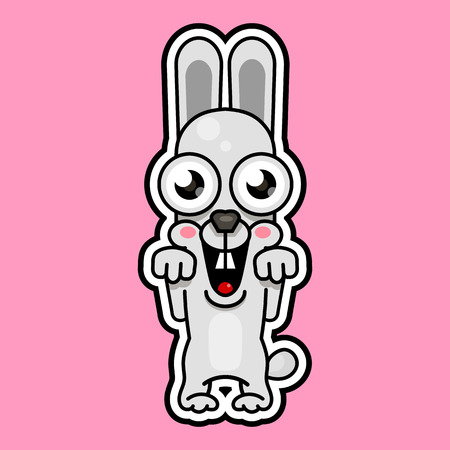 Cute cartoon rabbit smiling on pink background vector illustrationのイラスト素材