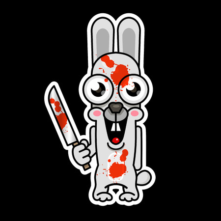 Halloween evil bunny rabbit knife, blade cartoon funny monster. Vector illustrationのイラスト素材
